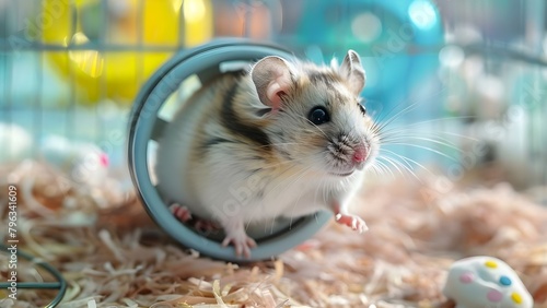 The Entertaining and Endearing Pet: A Hamster Running in a Wheel. Concept Pets, Hamster, Running Wheel, Entertainment, Adorable