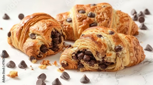 The Crookie – the half croissant and half cookie hybrid, cookie croissants, buttery croissants stuffed with chocolate chip cookie dough. Generative ai