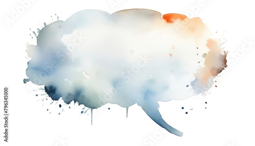 Abstract watercolor speech bubble in blue and orange tones, ideal for creative communication concepts and artistic event promotions