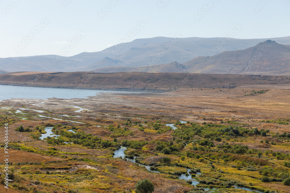 Spandaryan reservoir on the Vorotan river in Syunik region. Armenia