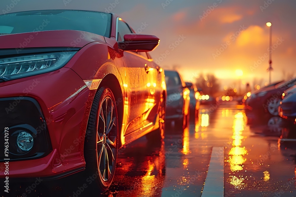 Captivating Golden Hour Scene in Car Park Captivating Golden Hour Scene in Car Park