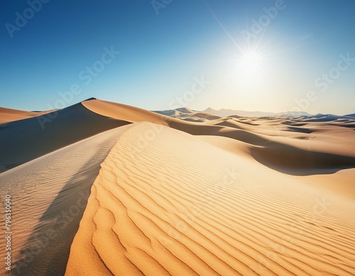  A vivid depiction of desert dunes under the harsh light of midday