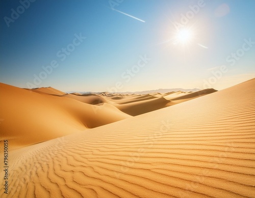  A vivid depiction of desert dunes under the harsh light of midday