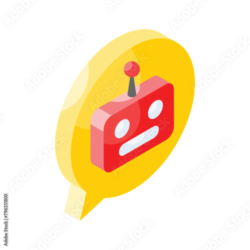 Online chat bot isometric icon in trendy style