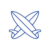 Logo club de surf. Silueta de 2 tablas de surf cruzadas lineal