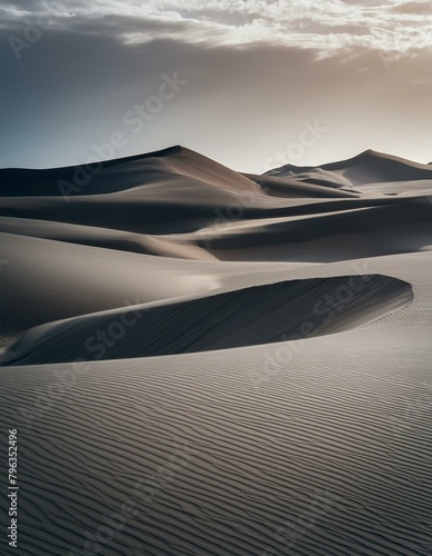 An unusual scene of desert dunes after a rare rainfall