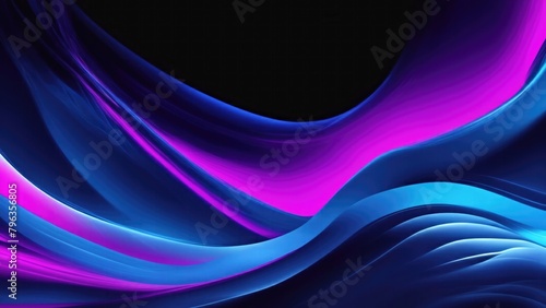 Blue pink blue abstract dynamic color flow wave black background