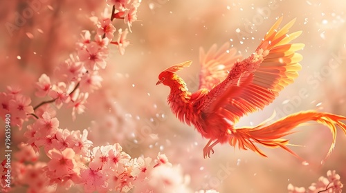 Fiery Phoenix Soaring Throu...