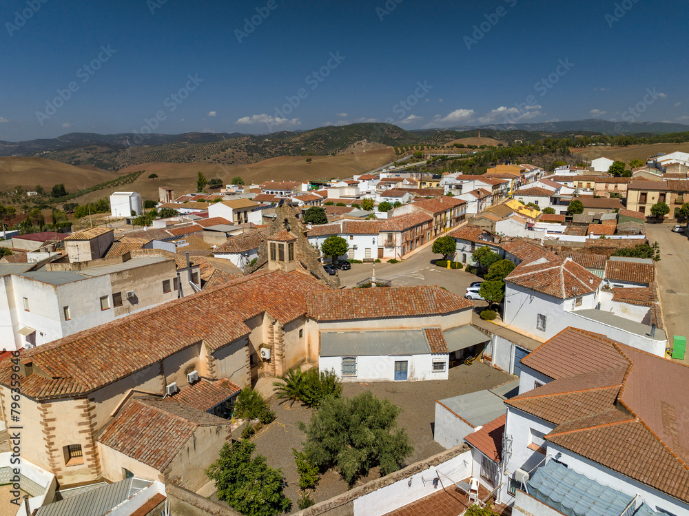 Aerial view of the town of Las Navas de Tolosa (Jaén, Andalusia, Spain)