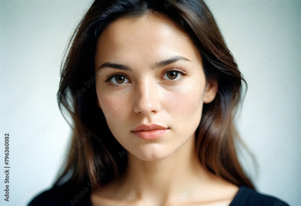 Portrait of a young beautiful charming woman smiling on a clean background	