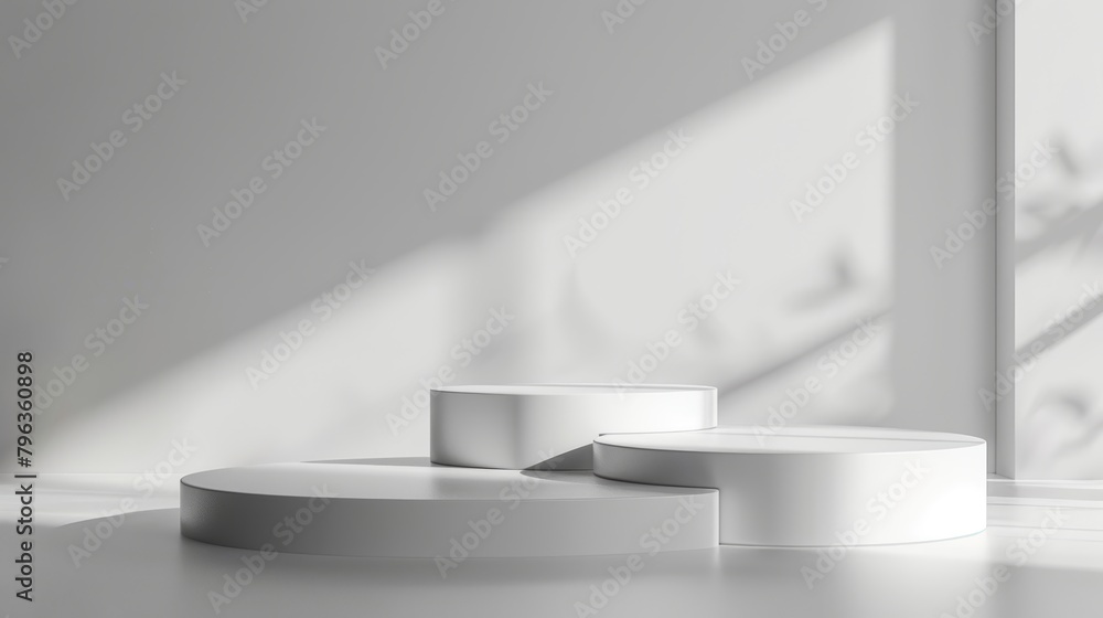 3D rendering of a simple podium against a white background, designed for minimalist product presentations 3D rendering of a simple podium against a white background, designed for minimalist product presentations