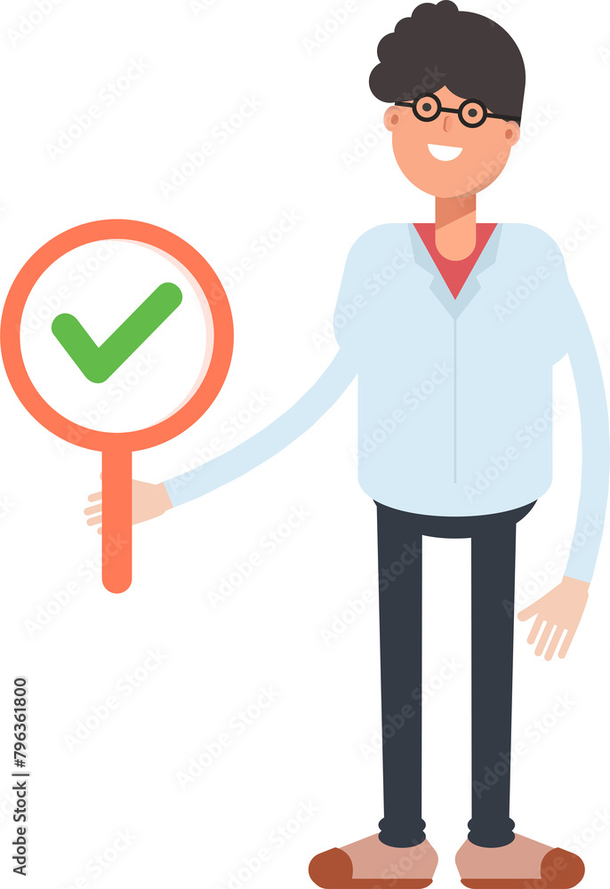 Nerd Boy Character Showing Check Mark
Nerd Boy Character Showing Check Mark