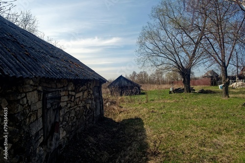 Old buildings in the countryside in spring