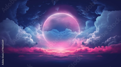 Majestic energy portal opening in nocturnal sky ai generated illustration photo