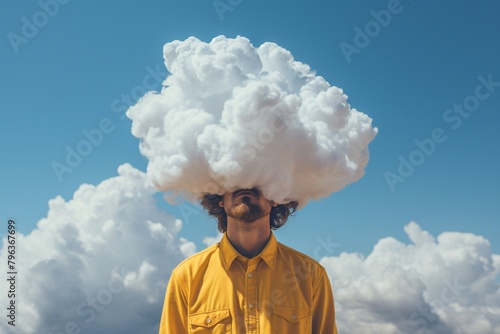 a man with a cloud on his head