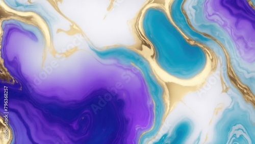Premium luxury Cyan  Gold and Purple abstract marble background