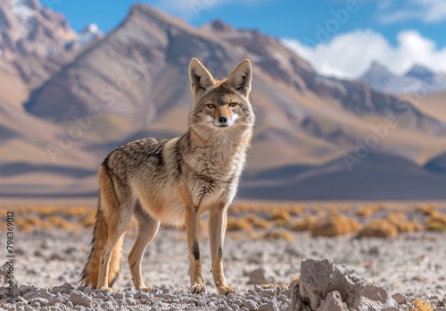 a fox standing in the desert