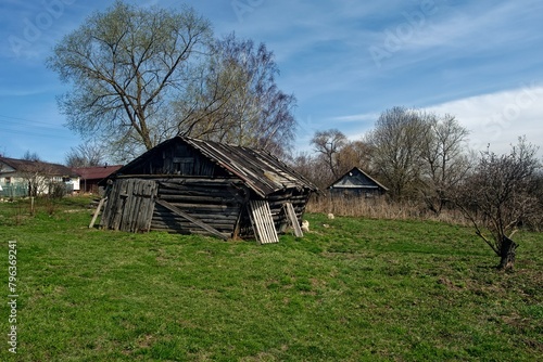 Old buildings in the countryside in spring