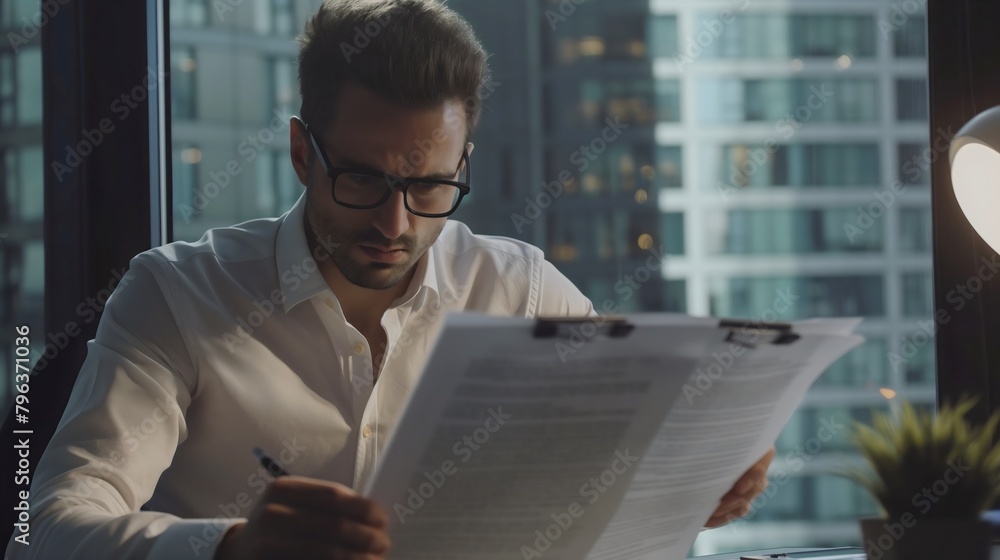 Paper Pile-Up: Frustration Mounts as the Young Businessman Tackles Office Chaos Paper Pile-Up: Frustration Mounts as the Young Businessman Tackles Office Chaos