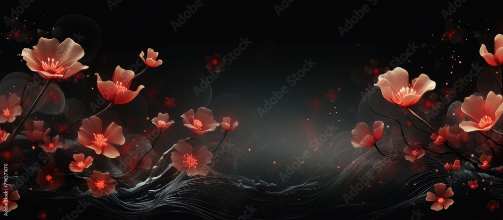 Butterflies and flowers on a dark backdrop Butterflies and flowers on a dark backdrop