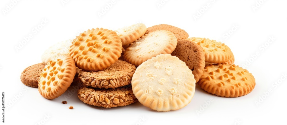 Cookies stacked on white surface Cookies stacked on white surface