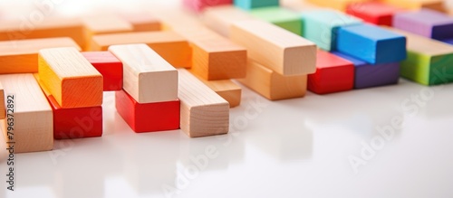 Wooden blocks in a line on table