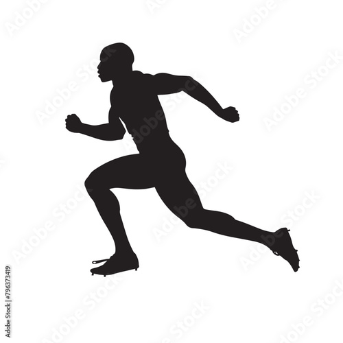 Vector silhouette of a male athlete running. Flat cutout icon of a sports person © ink drop
