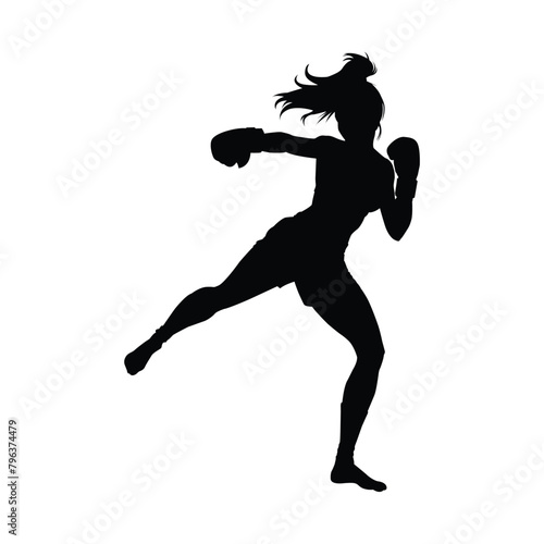 silhouette of a female kick boxer fighter