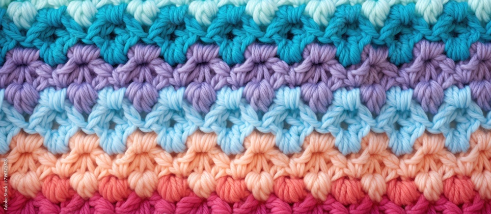 Crochet stitch in vibrant rainbow hues Crochet stitch in vibrant rainbow hues