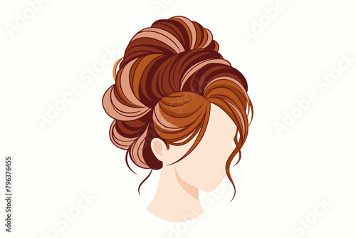 Mom messy bun hair style color and black silhouette.