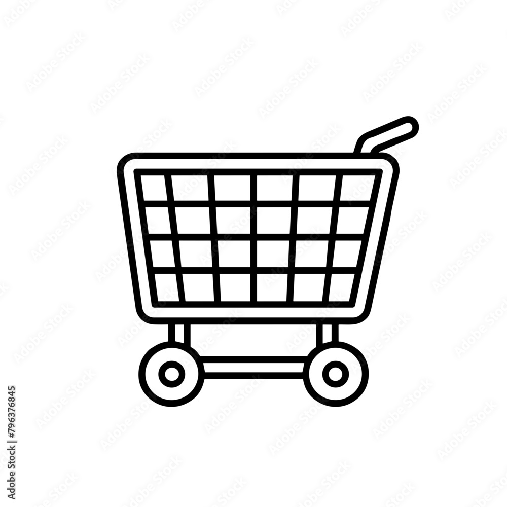 Shopping Cart Line Icon, Retail and Consumerism Symbol