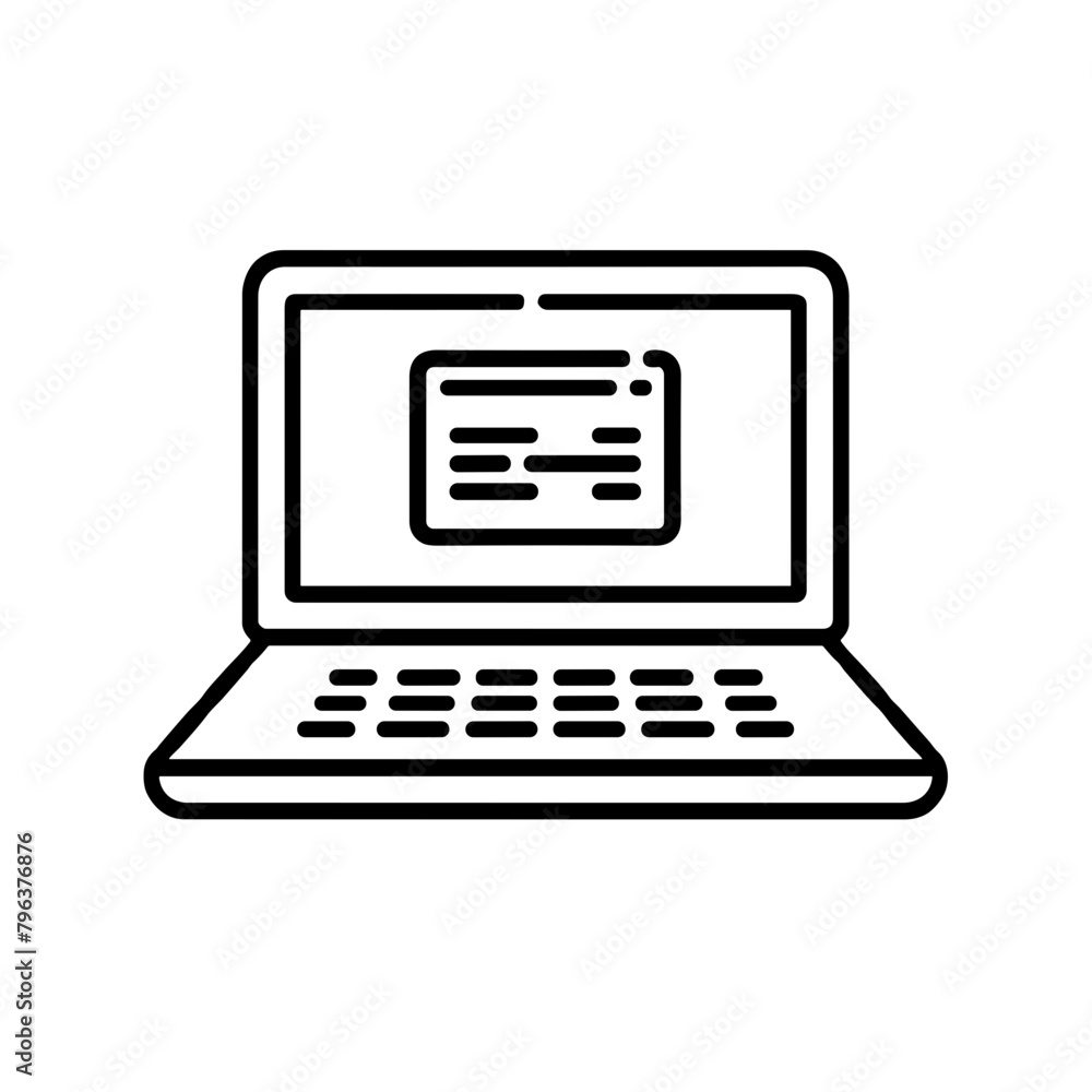 Laptop with Interface Icon, Online Business and Digital Workspace Laptop with Interface Icon, Online Business and Digital Workspace
