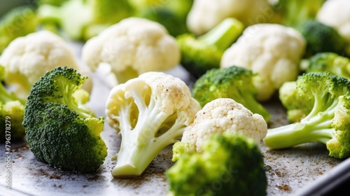 roasted broccoli cauliflower vegetable diet food, ai