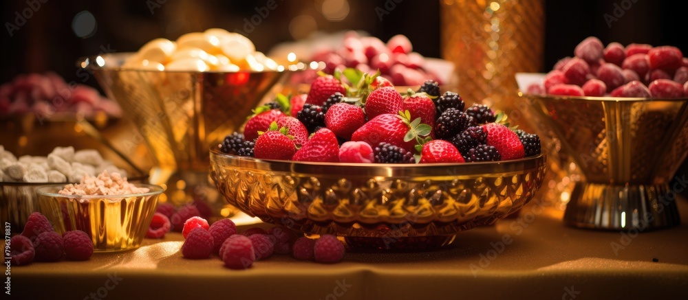 A bowl of assorted fresh fruits on a table
