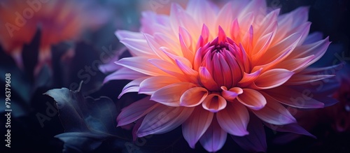 Purple and orange bloom with a pink middle