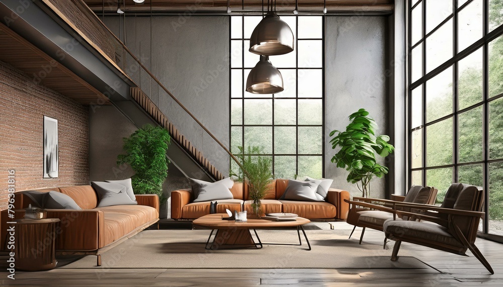 Contemporary Loft Living: Modern Home Interior Background