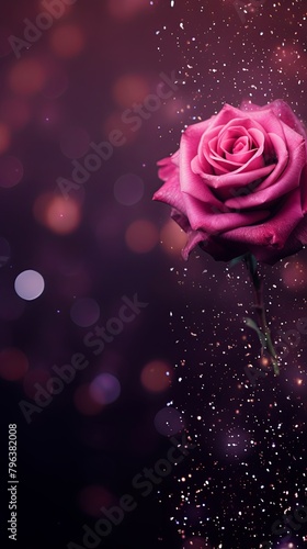 Rose banner dark bokeh particles glitter awards dust gradient abstract background