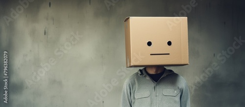 Man wearing cardboard box on head © HN Works