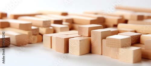 Wooden blocks stacked closely on a table