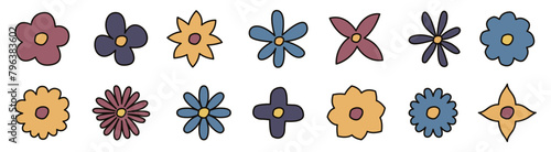 Flower icons. Set of isolated flowers © Bon_man