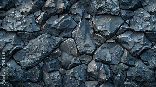 Dark Grey Basalt Rock Texture with Deep Blue Accents