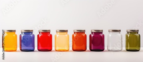 Different color jars in row