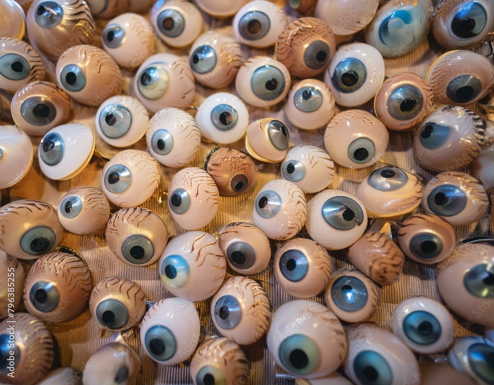 Fototapeta premium Thousands of eyes balls falling down composition