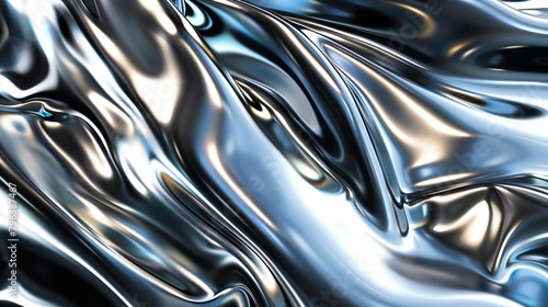 Chrome metal glow liquid wave background
