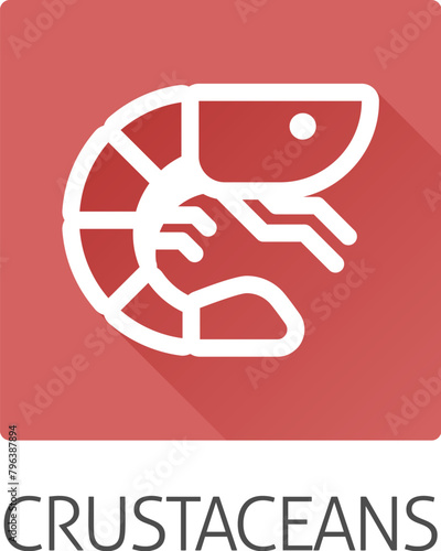 A prawn shrimp crustacean food stylised icon. Possibly an icon for the allergen or allergy or a seafood concept.