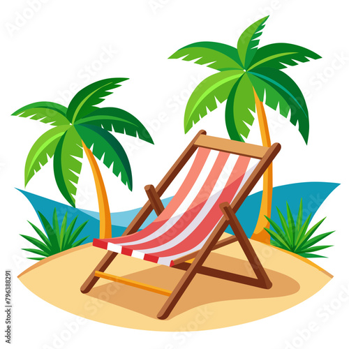 vacation beach chair, icon, vector illustration