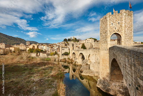 Medieval village of Besalu. Stone bridge. Garrotxa. Girona, Catalonia. Spain photo