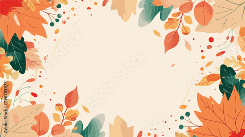 Autumn leaves frame circular shape with different kin photo