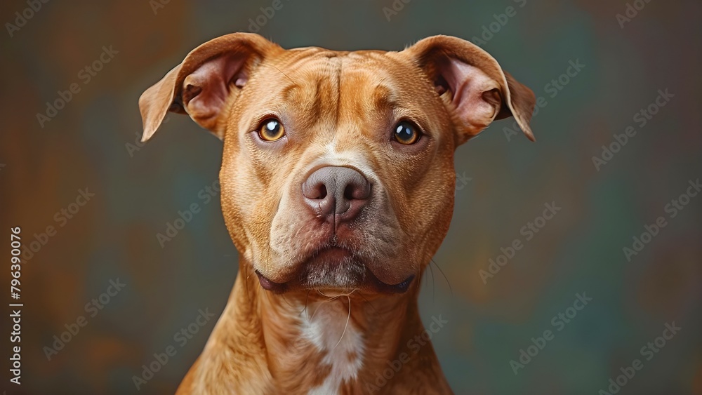 Muscular American Pit Bull Terrier with cropped ears depicted in digital art. Concept Dog, American Pit Bull Terrier, Muscular, Cropped Ears, Digital Art