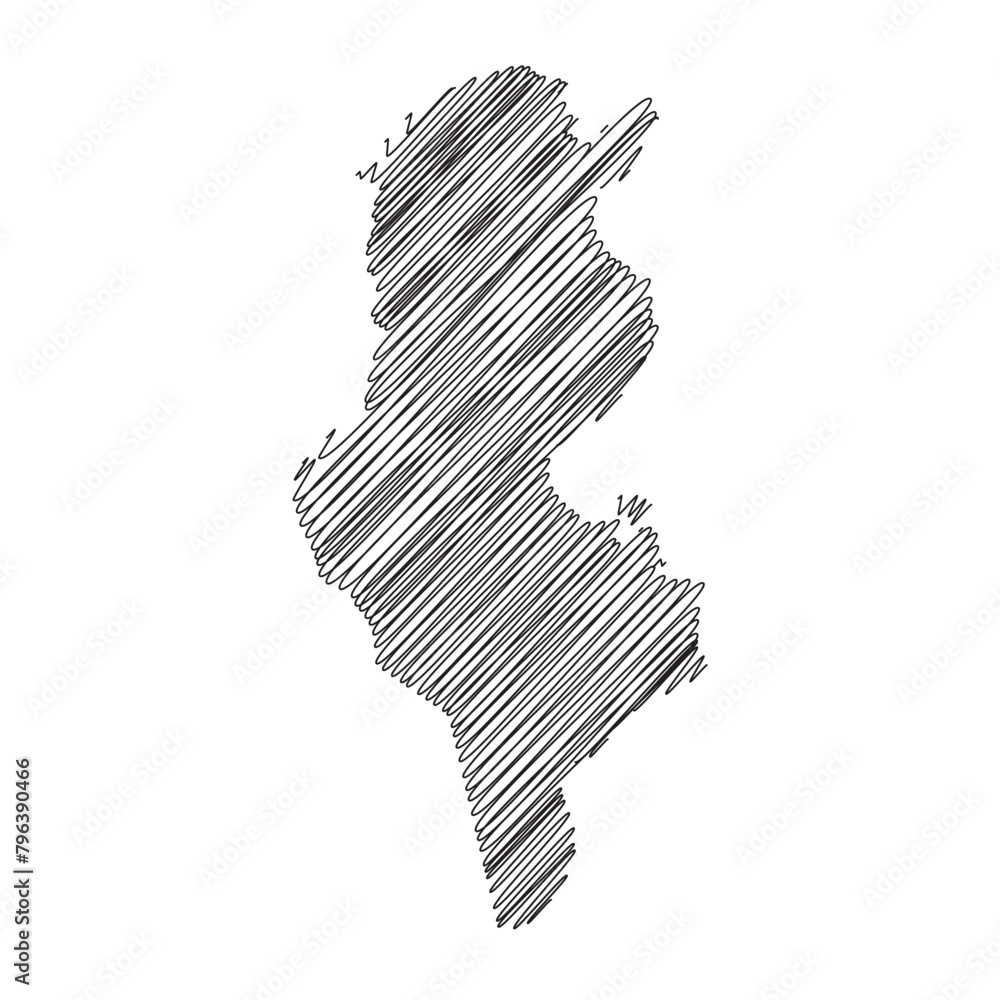 tunisia thread map line vector illustration